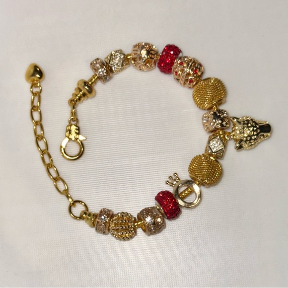 Elegant Gold and Red Beaded Bracelet - Picture 7 of 7